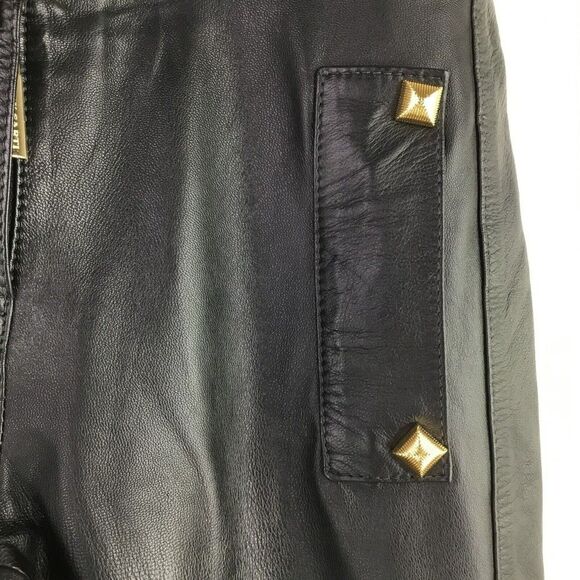 Lilly Sarti Lambskin Leather Moto Pants Size 40 Black Gold Designer Brazil - Picture 4 of 11